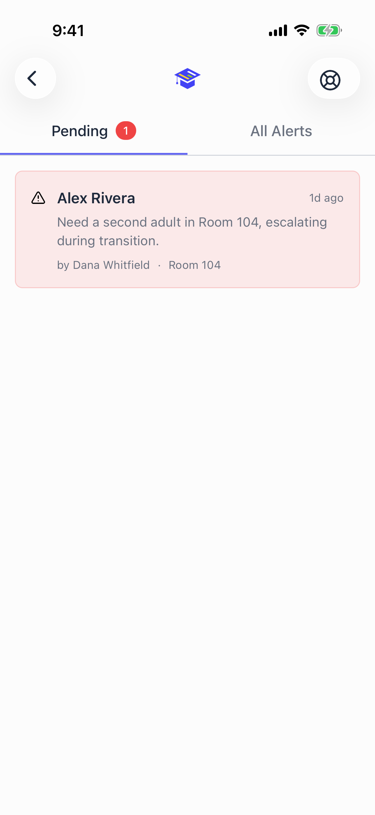 The alerts list