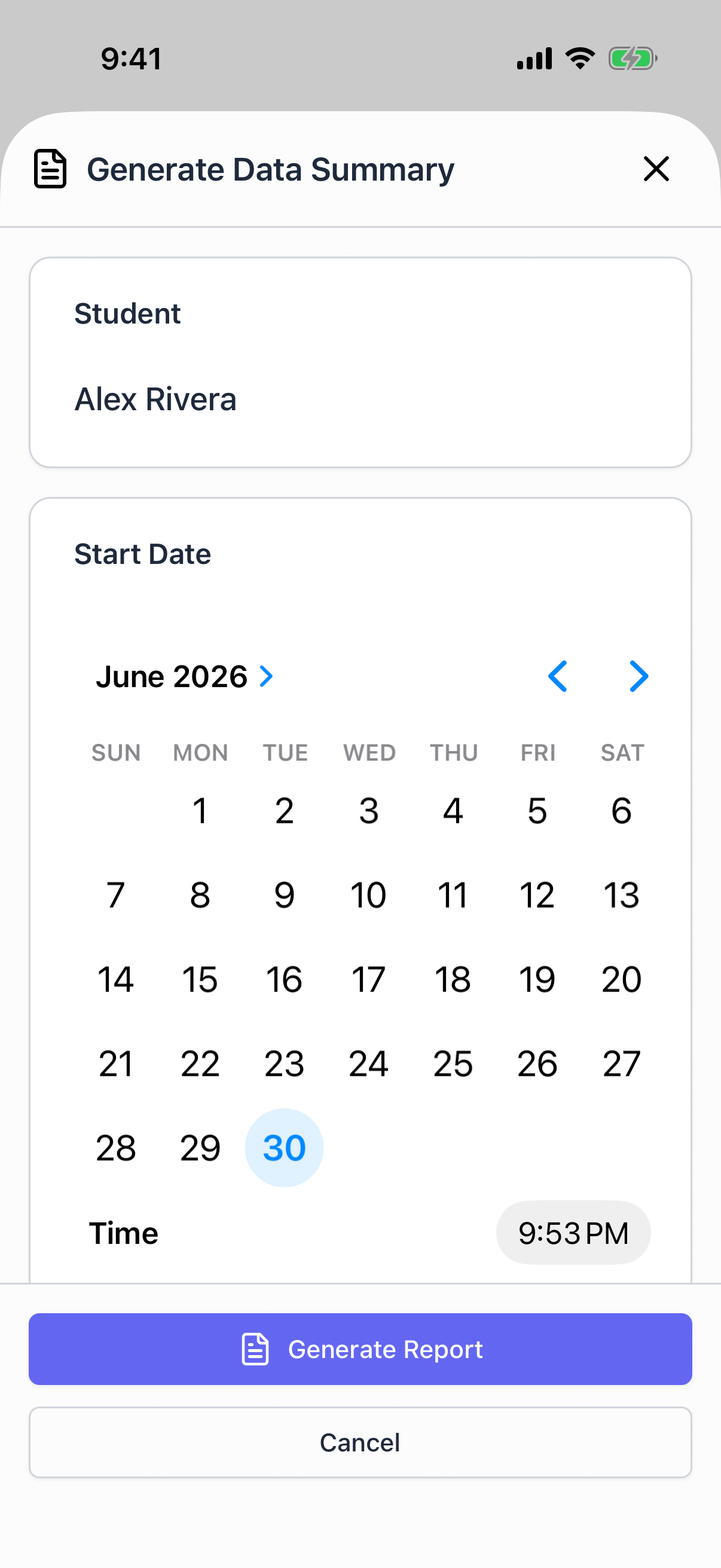 Generating a data summary from the app