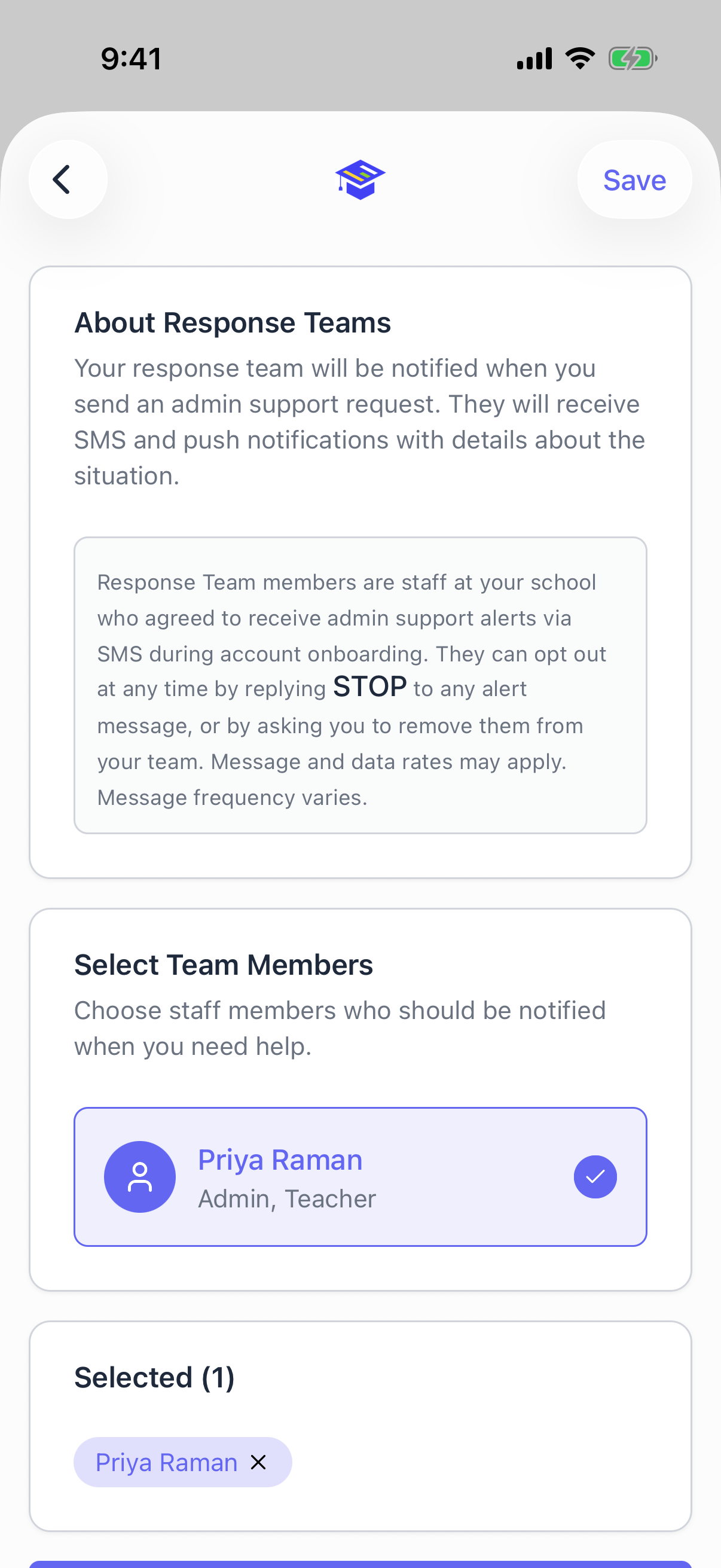 The response team screen