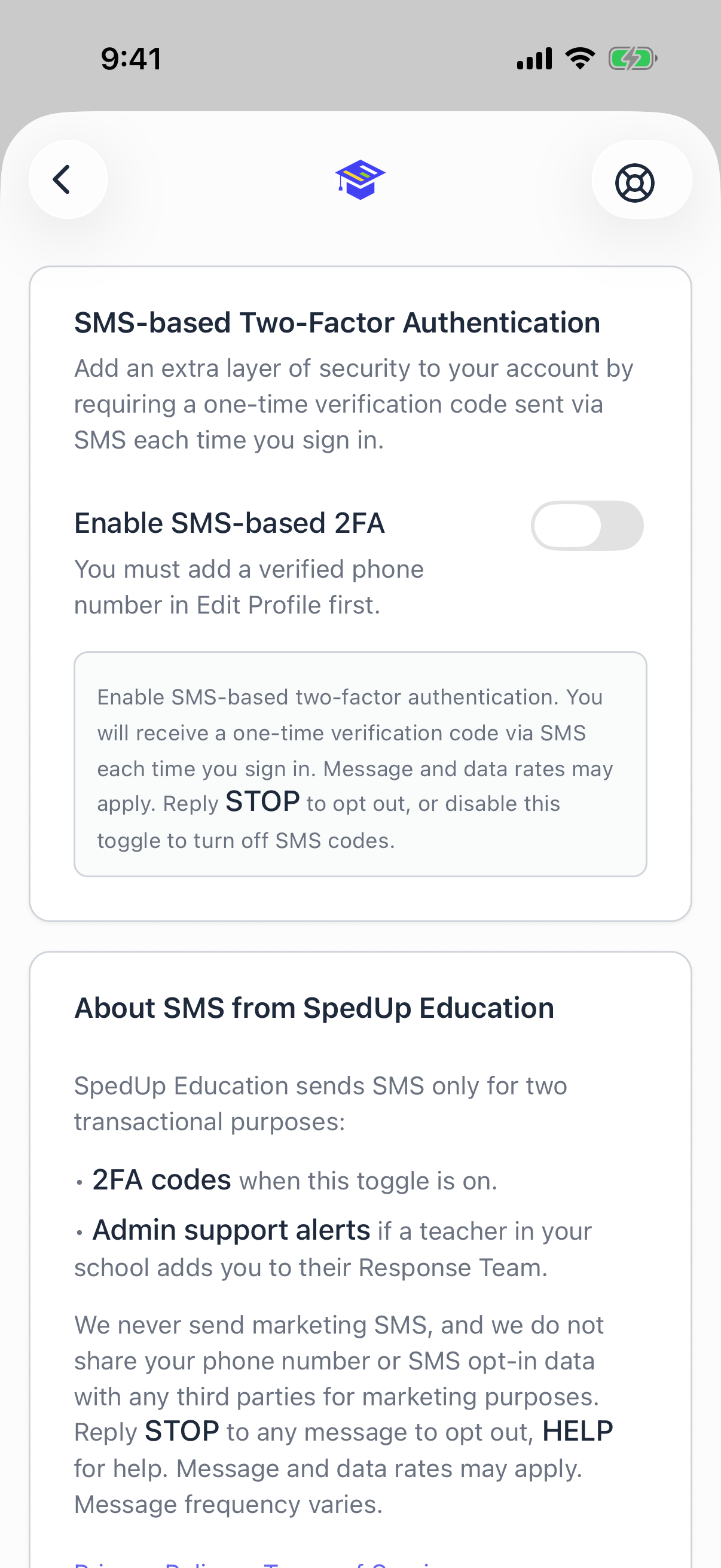 Security settings