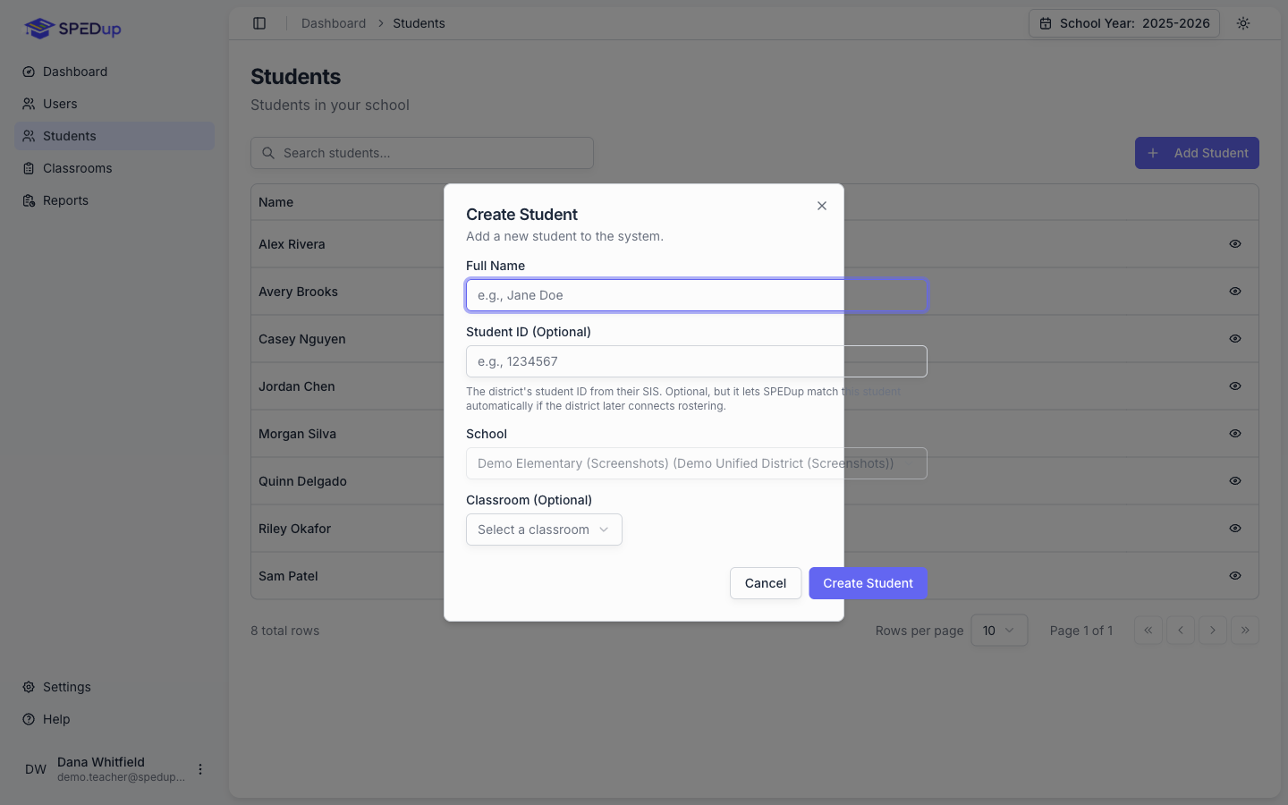 Creating a student