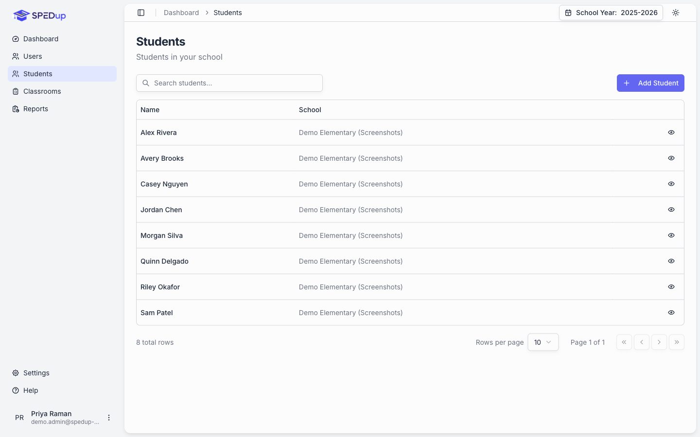 The students list